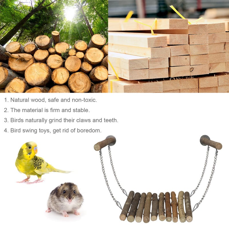 Litewoo Bird Wood Swing Perch Ladder with Hammock Cage Accessories for Bird Parrot Parakeet Cockatiel Lovebirds Budgie Conures Finch - Image 3